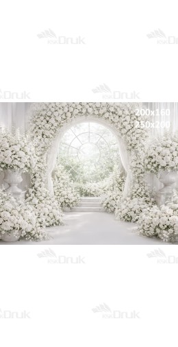 Tło fotograficzne „Białe kwiatowe okno w eleganckiej oranżerii” | E866